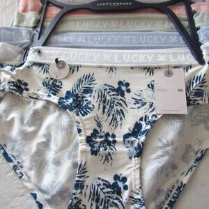 LUCKY BRAND HIPSTERS Panties MEDIUM WOMENS 5 Pairs Floral Peach Blue